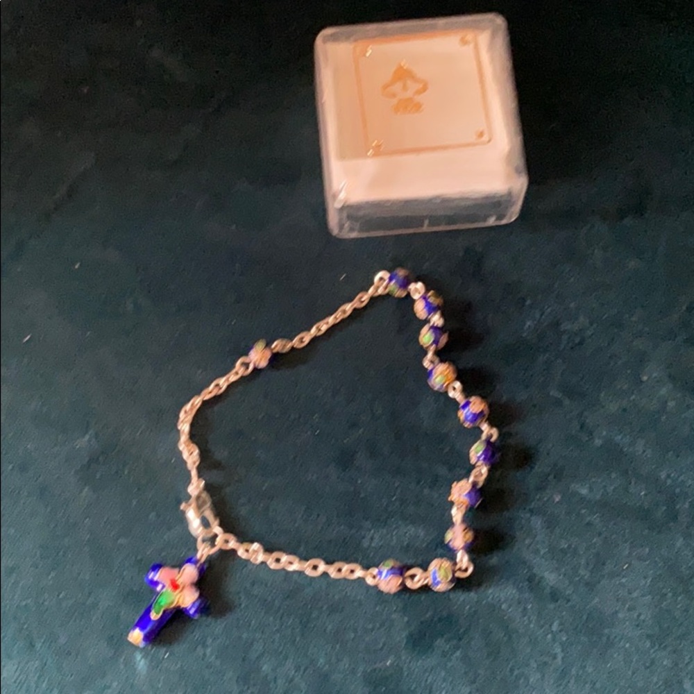 Cloisonné beaded Cross bracelet